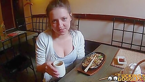 Hot girl with a globes and security