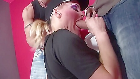 Sexy slut gets fucked by two men